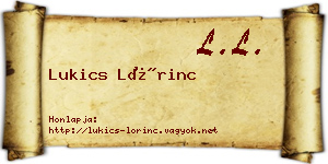 Lukics Lőrinc névjegykártya